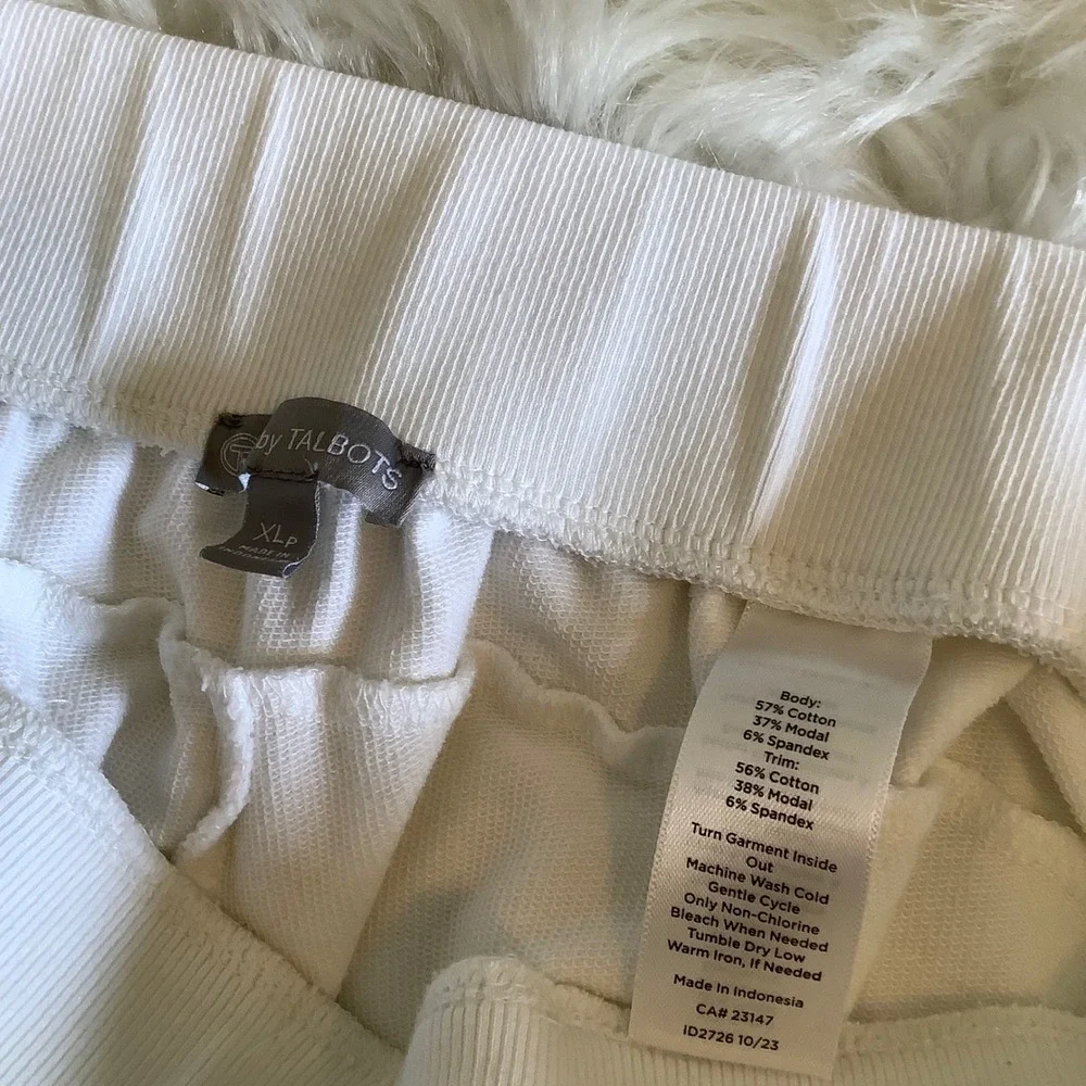 T by Talbots Women White Wide Leg Crop Pants XL Petite Cotton Modal Stretch XLp - Picture 5 of 16
